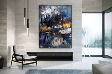 Load image into Gallery viewer, Black Blue Gold Abstract Wall Painting Living Room Wall Art Modern Decor Bp116