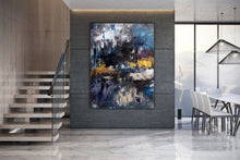 Load image into Gallery viewer, Black Blue Gold Abstract Wall Painting Living Room Wall Art Modern Decor Bp116