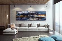 Load image into Gallery viewer, Black Blue Gold Abstract Wall Painting Living Room Wall Art Modern Decor Bp116