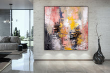 Load image into Gallery viewer, Pink Yellow White Abstract Painting Living Room Wall Art Dp027