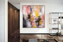 Load image into Gallery viewer, Pink Yellow White Abstract Painting Living Room Wall Art Dp027