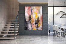 Load image into Gallery viewer, Pink Yellow White Abstract Painting Living Room Wall Art Dp027