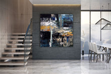 Load image into Gallery viewer, Black Blue Gold Abstract Painting Modern Decor Large Artwork Dp080