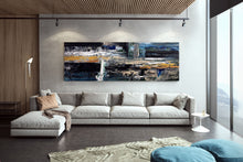 Load image into Gallery viewer, Black Blue Gold Abstract Painting Modern Decor Large Artwork Dp080