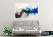 Load image into Gallery viewer, Black Blue White Abstract Painting Large Artwork Bp122