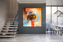 Load image into Gallery viewer, Orange Red Blue Abstract Painting Original Art Bathroom Wall Art Dp031