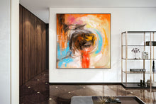 Load image into Gallery viewer, Orange Red Blue Abstract Painting Original Art Bathroom Wall Art Dp031