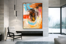 Load image into Gallery viewer, Orange Red Blue Abstract Painting Original Art Bathroom Wall Art Dp031