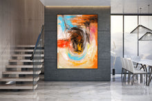 Load image into Gallery viewer, Orange Red Blue Abstract Painting Original Art Bathroom Wall Art Dp031