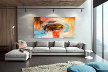 Load image into Gallery viewer, Orange Red Blue Abstract Painting Original Art Bathroom Wall Art Dp031