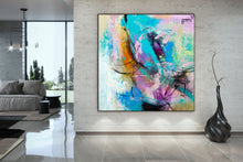 Load image into Gallery viewer, Sky Blue Purple Abstract Painting Texture Modern Wall Art Dp084