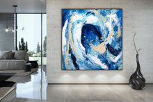 Load image into Gallery viewer, Blue White Abstract Canvas Art Painting Living Room Decor Dp081