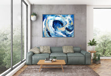 Load image into Gallery viewer, Blue White Abstract Canvas Art Painting Living Room Decor Dp081