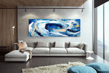 Load image into Gallery viewer, Blue White Abstract Canvas Art Painting Living Room Decor Dp081
