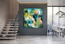 Load image into Gallery viewer, Green Blue Yellow Abstract Painting Living Room Wall Art Dp023