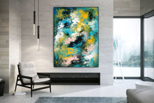 Load image into Gallery viewer, Green Blue Yellow Abstract Painting Living Room Wall Art Dp023