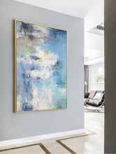 Load image into Gallery viewer, Large Texture Abstract Painting Blue White Abstract Art Bp095