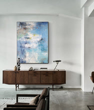 Load image into Gallery viewer, Large Texture Abstract Painting Blue White Abstract Art Bp095
