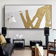Load image into Gallery viewer, Gold Leaf Painting White Abstract Painting Original Modern Wall Art Dp063