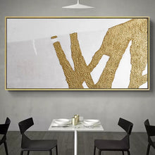 Load image into Gallery viewer, Gold Leaf Painting White Abstract Painting Original Modern Wall Art Dp063