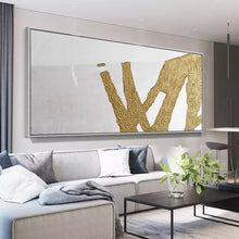 Load image into Gallery viewer, Gold Leaf Painting White Abstract Painting Original Modern Wall Art Dp063