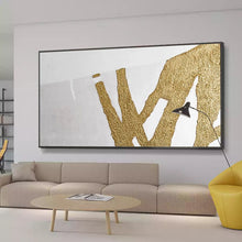 Load image into Gallery viewer, Gold Leaf Painting White Abstract Painting Original Modern Wall Art Dp063