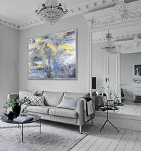 Load image into Gallery viewer, Original Abstract Canvas Wall Art Office Decor,Grey Painting Yellow Painting Dp136