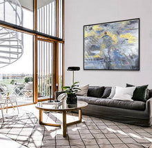 Load image into Gallery viewer, Original Abstract Canvas Wall Art Office Decor,Grey Painting Yellow Painting Dp136