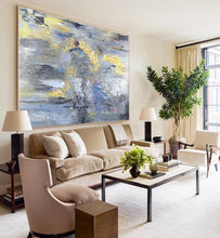 Load image into Gallery viewer, Original Abstract Canvas Wall Art Office Decor,Grey Painting Yellow Painting Dp136