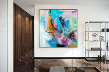 Load image into Gallery viewer, Sky Blue Purple Abstract Painting Texture Modern Wall Art Dp084