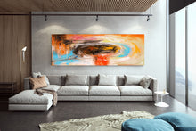 Load image into Gallery viewer, Orange Red Blue Abstract Painting Original Art Bathroom Wall Art Dp031