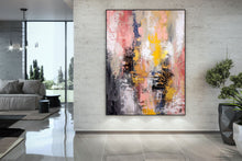 Load image into Gallery viewer, Pink Yellow White Abstract Painting Living Room Wall Art Dp027