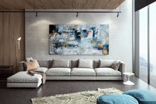 Load image into Gallery viewer, Extra Large Wall Art,Blue Gold Modern Painting,Living Room Wall Art,BL003