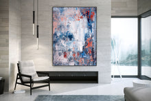 Load image into Gallery viewer, Navy Blue Wall Art Painting on Canvas Living Room Modern Wall Art Dp033