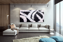 Load image into Gallery viewer, Black and White Art Wide Large Abstract Painting,Living Room Wall Art Bp119