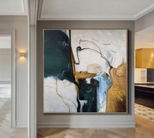 Load image into Gallery viewer, Oversized Artwork for Walls Green Painting Beige Painting Bp079