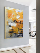 Load image into Gallery viewer, Big Artwork Yellow Abstract Painting, Minimalist Abstract Art Gp034