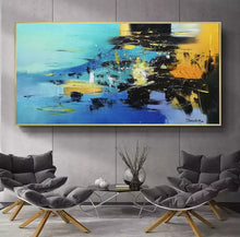 Load image into Gallery viewer, Large Blue Yellow Sea Abstract Painting Living Room Wall Art Gp017