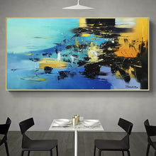 Load image into Gallery viewer, Large Blue Yellow Sea Abstract Painting Living Room Wall Art Gp017