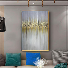 Load image into Gallery viewer, Gold art abstract painting canvas gray wall art  for living room Gp025