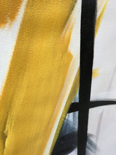 Load image into Gallery viewer, Black and White Painting Yellow Abstract Art Op037