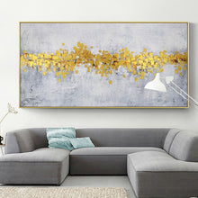 Load image into Gallery viewer, Large Gold Abstract Painting Modern Decor Gold Gray Painting Dp036