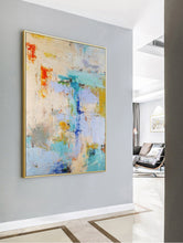 Load image into Gallery viewer, Large Beige Abstract Painting, Purple Abstract Painting Bp094