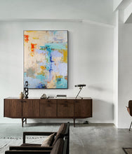 Load image into Gallery viewer, Large Beige Abstract Painting, Purple Abstract Painting Bp094