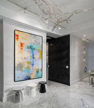 Load image into Gallery viewer, Large Beige Abstract Painting, Purple Abstract Painting Bp094