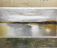 Load image into Gallery viewer, Large Abstract Canvas Art White Ocean Painting Gold Yg002