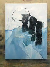 Load image into Gallery viewer, Light Blue Painting Green Painting, Minimalist Abstract Painting Gp016