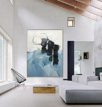 Load image into Gallery viewer, Light Blue Painting Green Painting, Minimalist Abstract Painting Gp016