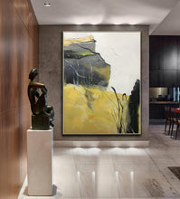 Load image into Gallery viewer, Gray Yellow Abstract Painting Original Large Canvas Art Np052