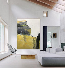 Load image into Gallery viewer, Gray Yellow Abstract Painting Original Large Canvas Art Np052